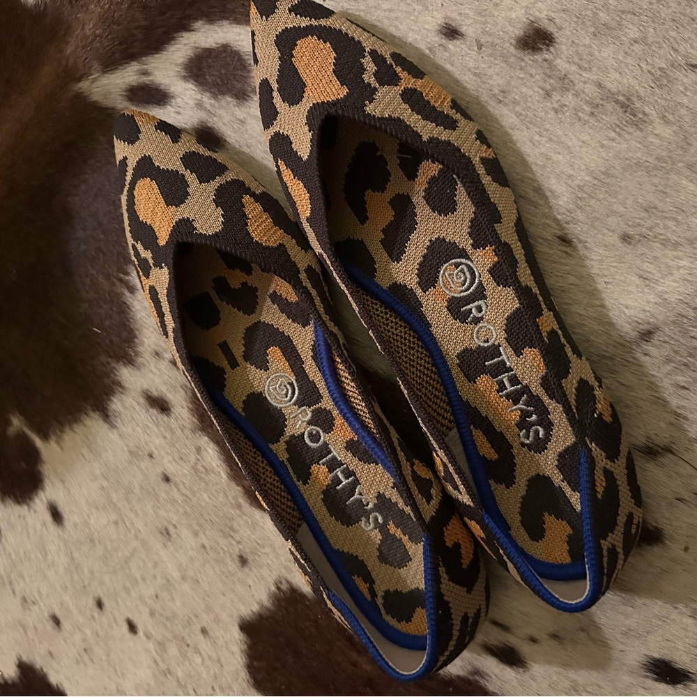 Rothy's Leopard Print Flats in Brown and Tan